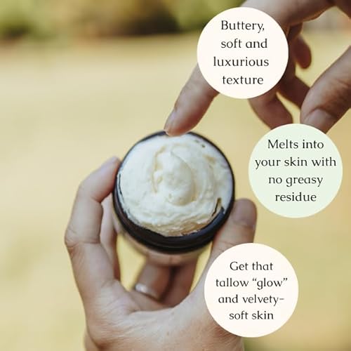 Hearth and Homestead: Handmade Whipped Tallow Balm (Herb-Infused/Unscented) - Large Jar - 2.6 oz