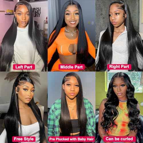 Straight Human Hair Wigs for Black Women Lace Front Wigs Pre Plucked Glueless 13x6 HD Lace Front Wigs Human Hair 180% Density Straight Frontal Wigs Human Hair 32 Inch