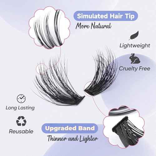 Lash Extension Kit Fluffy Eyelash Extension Kit 60D+80D Thick Lash Clusters Kit with Lash Bond and Seal Wispy Individual Eyelashes Cluster with Lashes Tweezers by TOOCHUNAG(280Pcs,10-18mm)