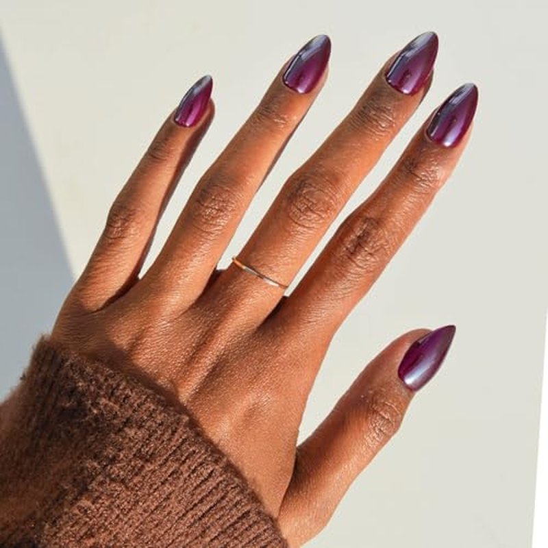 Glamnetic Press-On Nails - Short Almond Deep Purple Glazed Kit