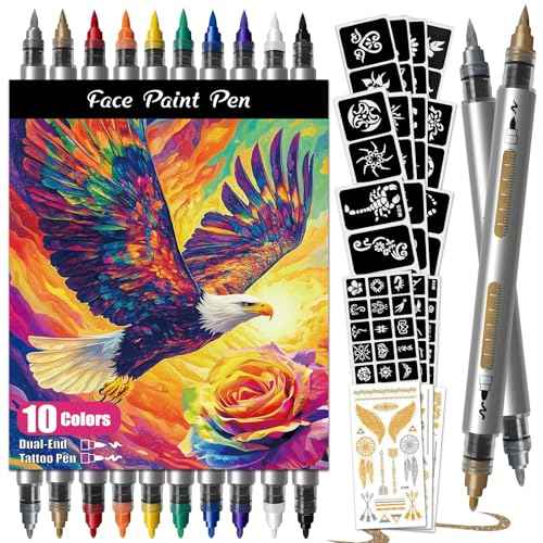 K KERNOWO Temporary Tattoo Markers for Skin - Henna Body Tattoo Kit Dual-End Visible Capacity Tattoo Pen for Girls & Adults, Body Painting Kit Teen Girl Gifts Trendy Stuff, Cool Birthday Gift for Teen