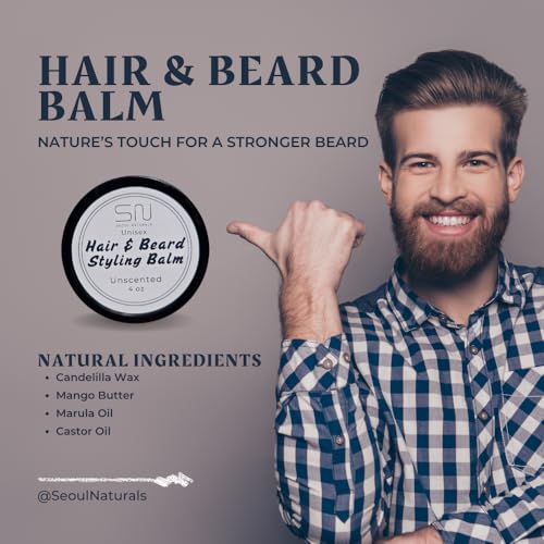 Seoul Naturals Unisex Shaving Kit, Unscented Soap Bar, Aftershave Lotion, and Hair & Beard Balm, 3-Piece Set, k beauty