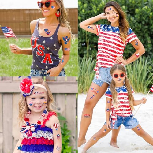 70 Pcs 4th of July Temporary Tattoos - Patriotic Party Favors
