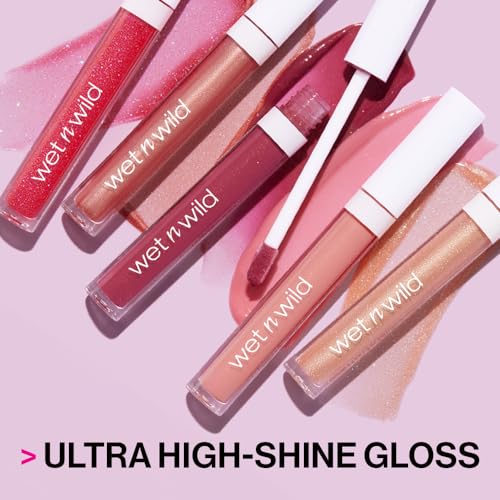 wet n wild MegaSlicks Lip Gloss, Ultra-Glossy, Vitamin-E Enriched, Ultra-Gloss High Shine Moisturizing, Cruelty-Free & Vegan - Sun Glaze