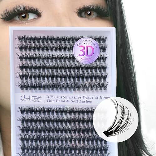 3D Effect Qeelasee 40d Lash Clusters Eyelash Extensions Wispy DIY Individual Eye Lashes Natural Volume 240pcs Mix9-16mm (3D effect, 40D-MIX9-16)