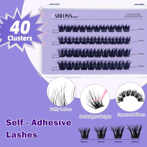 Self Adhesive Eyelash Clusters 40Pcs - Pre-Glued Press On Lashes