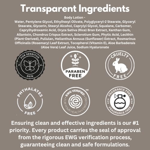 HygieneLab Body Lotion for Men ? EWG Verified, Ultra Hydrating, Non-Toxic, Fast-Absorbing, Fragrance-Free, Unscented, Paraben-Free, Sulfate-Free, Daily body lotion for Dry Skin & Sensitive Skin, 12oz