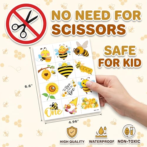 96 PCS Yellow Bee Temporary Tattoos for Kids
