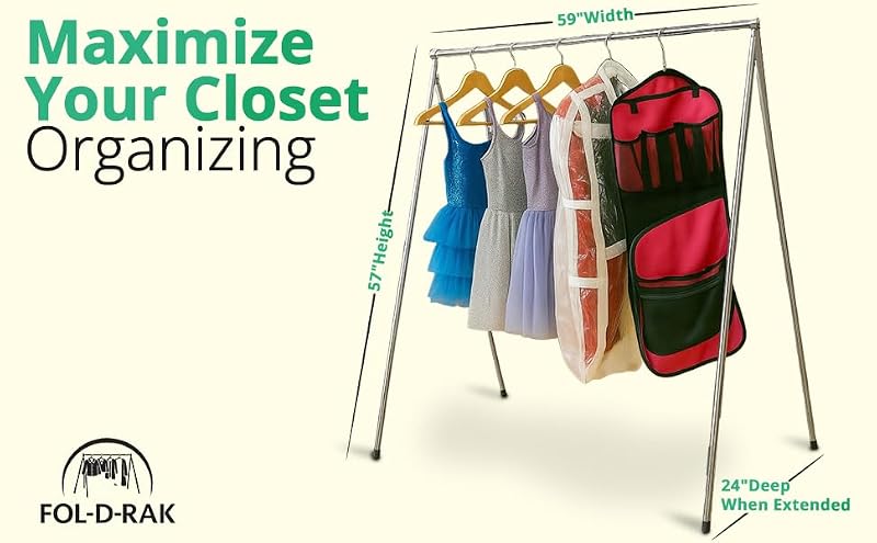 FOL-D-RAK Portable Folding Garment Rack with Carry Bag