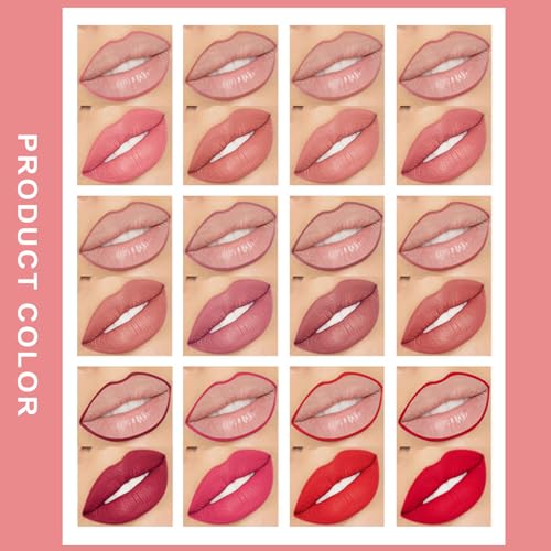 12 Colors Lip Liner Pencil Set - Waterproof Matte Lipstick