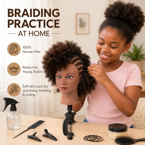 Morris 100% Human Hair Training Head with Clamp Stand