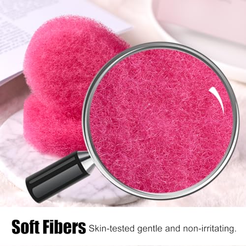 BS-MALL Facial Sponge 12 Pcs ? Exfoliating Face Scrubber for Deep Cleansing, Removes Blackheads, Reusable Design, Perfect for Skin Care Routine (Hot Pink-Soft Texture)