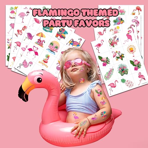 96 Pc Flamingo Temporary Tattoos for Kids - Waterproof