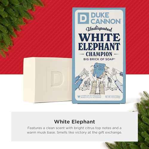 Duke Cannon Supply Co. White Elephant Bar Soap - 10oz Large Soap Brick with Citrus Musk Scent - Holiday Gag Gift, Funny White Elephant Gift Idea