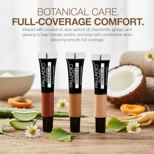 Palladio Full Coverage Concealer - Creamy Face & Under Eye Formula, Disguises Dark Circles, Blemishes, Fine Lines, Evens Skin Tone (Macchiato)
