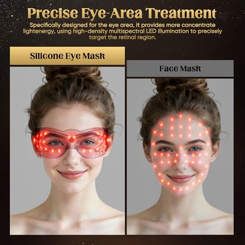 Red Light Therapy for Eyes, Red Light Eye Therapy with NIR, 3 Modes with Timing Function, Red Light Eye Mask for Reducing Dark Circles and Puffiness, Smoothing Fine Lines(Black & 3 modes)