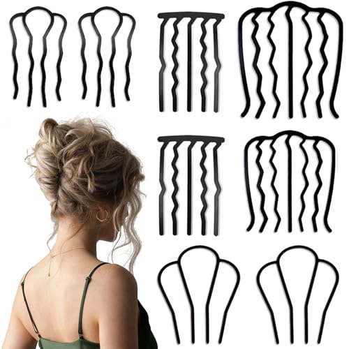 8-Piece Hair Side Combs Set - French Twist & Bun Styling