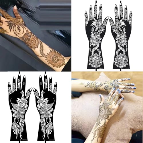 Henna Tattoo Stencils Kit, 12 Sheets Self-Adhesive Hand Stickers