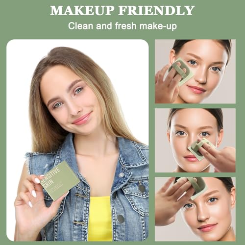 Oil Blotting Sheets for Face - 300 Sheets with Mirror & Puff
