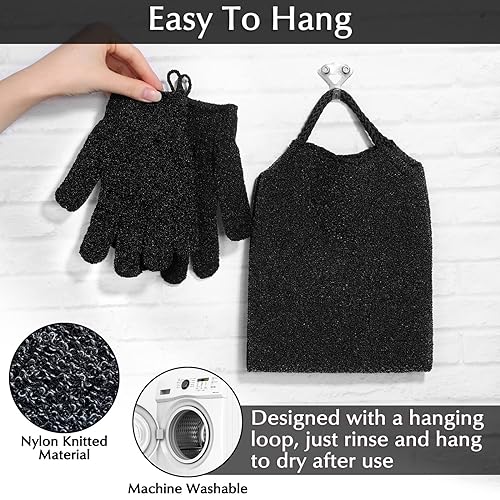 Anezus Exfoliating Bath Gloves & Back Scrubber Set
