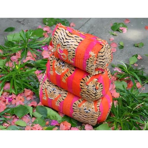 INDACORIFY 100% Cotton Block Print Cosmetic Toiletry Bags Boho Beauty Toiletry Kits Travel Case Pouch for Women's Printed Cotton Tote Bag (Pattern- 2)