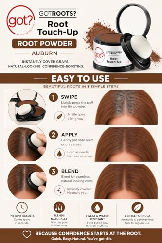 Auburn Root Cover Up Powder - Instant Gray Hair Concealer, 0.14 Oz