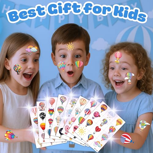 96PCS Hot Air Balloon Temporary Tattoos for Kids