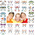 Partywind 24 Temporary Face Tattoos for Kids, Dinosaur & Animal Stickers