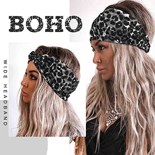 Acenail Leopard Wide Headband for Women - Non-Slip Turban 4Pcs