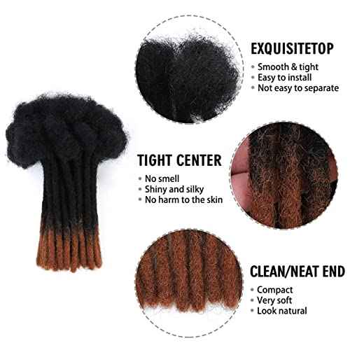 0.6 cm Thickness 8 Inch #T1B/30 100 Strands 100% Real Human Hair Dreadlock Extensions for Men and Women. Handmade for Full Head, Can Be Dyed and Bleached. Dreadlocks Bulk Permanent Locs