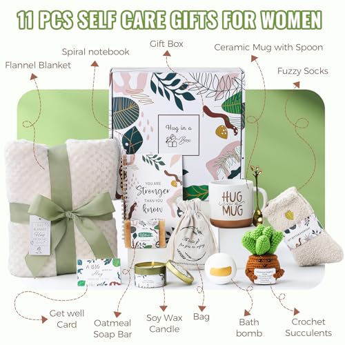 Get Well Gifts for Women Self Care Gift Baskets Chemo Care Package Inspirational Relaxation Feel Better Grief Thinking of You Surgery Recovery condolences Sympathy Gifts for Her Christian Mom Friend