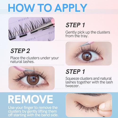 Self Adhesive Lash Clusters - 42Pc Pre-Glued C Curl 10.5-13.5MM