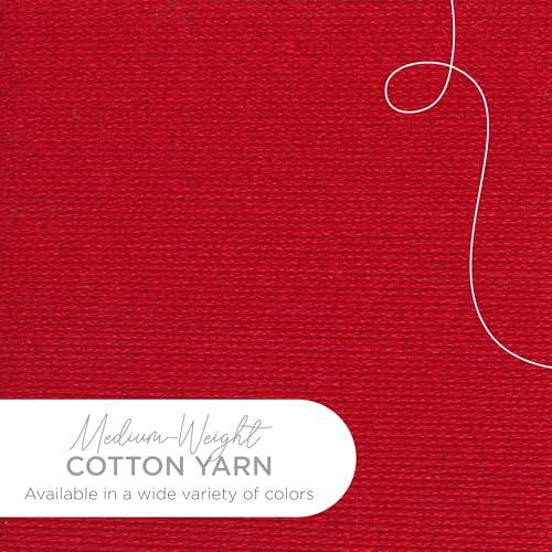 Lion Brand 24/7 Cotton Yarn, Lightweight Yarn for Knitting, Crocheting, and Crafts, Red, 1 Pack