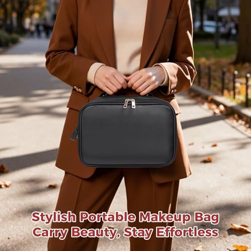 DORMIYA Waterproof Travel Makeup Bag with Multiple Layers & Brush Holder