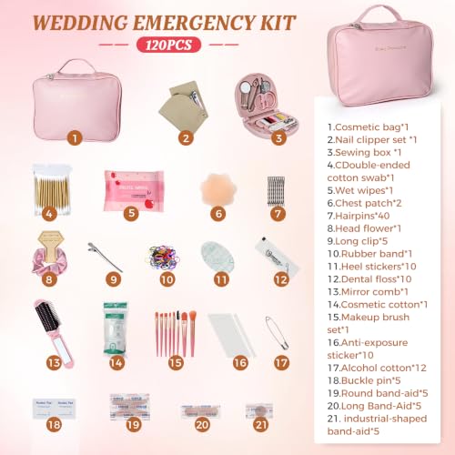 Bridal Emergency Kit - 19-in-1 Wedding Day Essentials for Bride & Bridesmaids