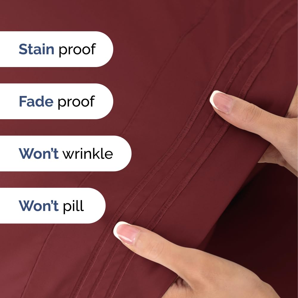 Twin 4 Piece Sheet Set - Breathable & Cooling Bed Sheets - Hotel Luxury Bed Sheets for Women, Men, Kids & Teens - Comfy Bedding w/ Deep Pockets & Easy Fit - Soft & Wrinkle Free - Twin Burgundy Sheets