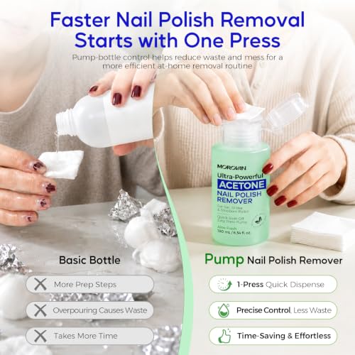 Morovan Acetone Gel Nail Polish Remover with Pump Dispenser - 6.34 oz