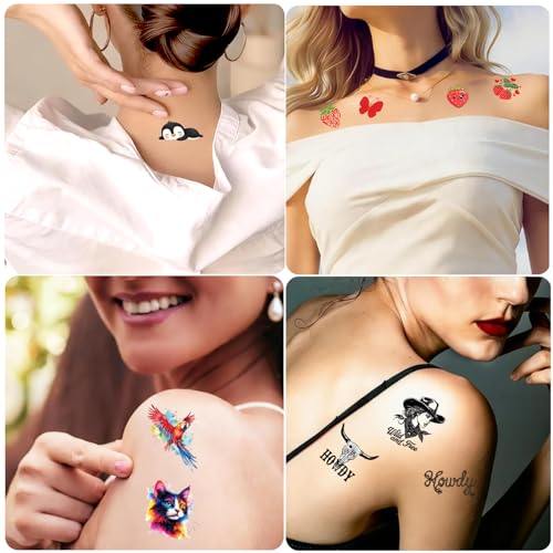 60 Pcs Wild & Free Cowboy Temporary Tattoos - Waterproof