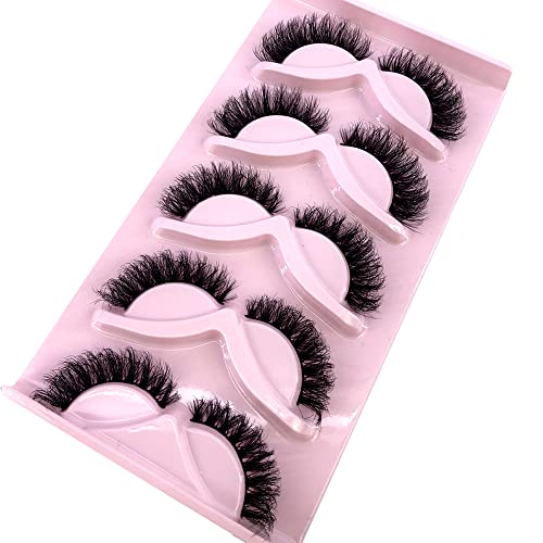 5 Pairs 3D Mink False Lashes - Fluffy Wispy Strips 8mm-22mm