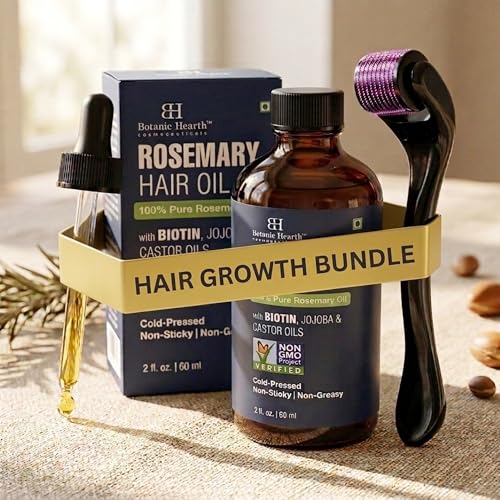 Rosemary Hair Oil with Derma Roller - 2 oz Biotin Blend