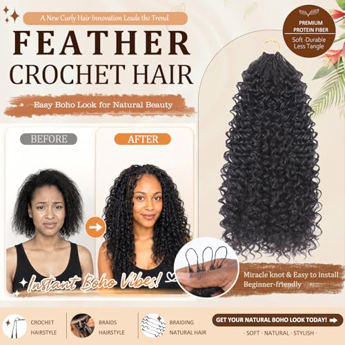 Feather Crochet Hair 12 Inch Water Wave Pre-Separated