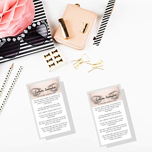 Eyebrow Lamination Aftercare Instruction Cards | 50 Printed