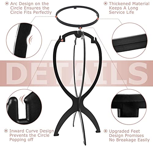 Dreamlover Collapsible Wig Stand for Short Wigs, 3 Pack