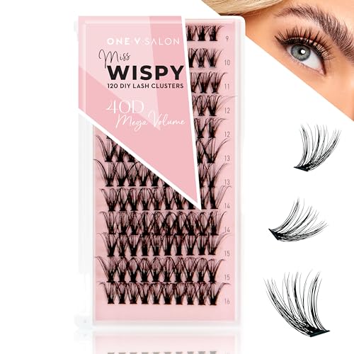 One V Salon Fluffy Lash Clusters, Thick False Eyelashes 120 Pc Natural Individual Lashes 40D-D Curl 9-16mm DIY Lash Extension