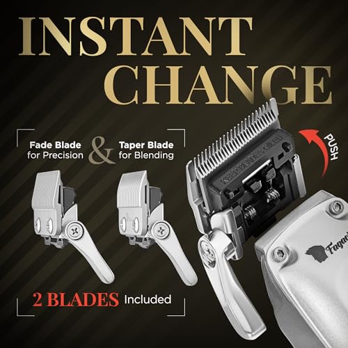 Fagaci Fusion Cordless Hair Clippers for Men – Silver, Brushless Motor, 2 Blades