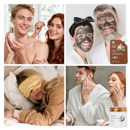 35 Pcs Coconut Vanilla Spa Gift Basket for Women & Men, Face Skin Care Set, Bath & Body Set, Self Care Pamper Kit, Diffuser, Bath Bomb, Birthday, Christmas, Valentines, Mother Day, Anniversary