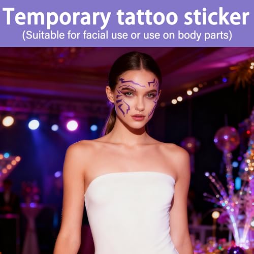 Ombre Patterns Temporary Tattoo, Movie Anime Purple Temporary Tattoos Dance Cosplay Tattoos Stickers Prop Cosplay Accessories£¬Cosplay, and Party Makeup (5pcs)