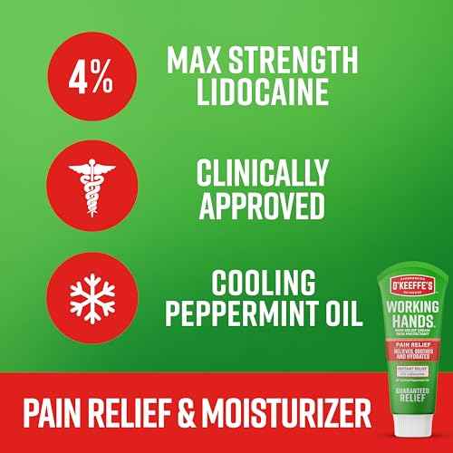 O'Keeffe's Working Hands Pain Relief Cream Skin Protectant with 4% Lidocaine and Cooling Peppermint Oil for Instant Relief from Pain, Itching, Irritation and Dryness, 3oz Tube