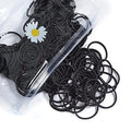 Black Hair Elastics for Girls, 100 Pack Soft Rubber Bands
