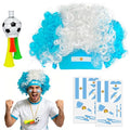 Soccer Fan Gear Set with Clown Wig, Tattoos & Horn